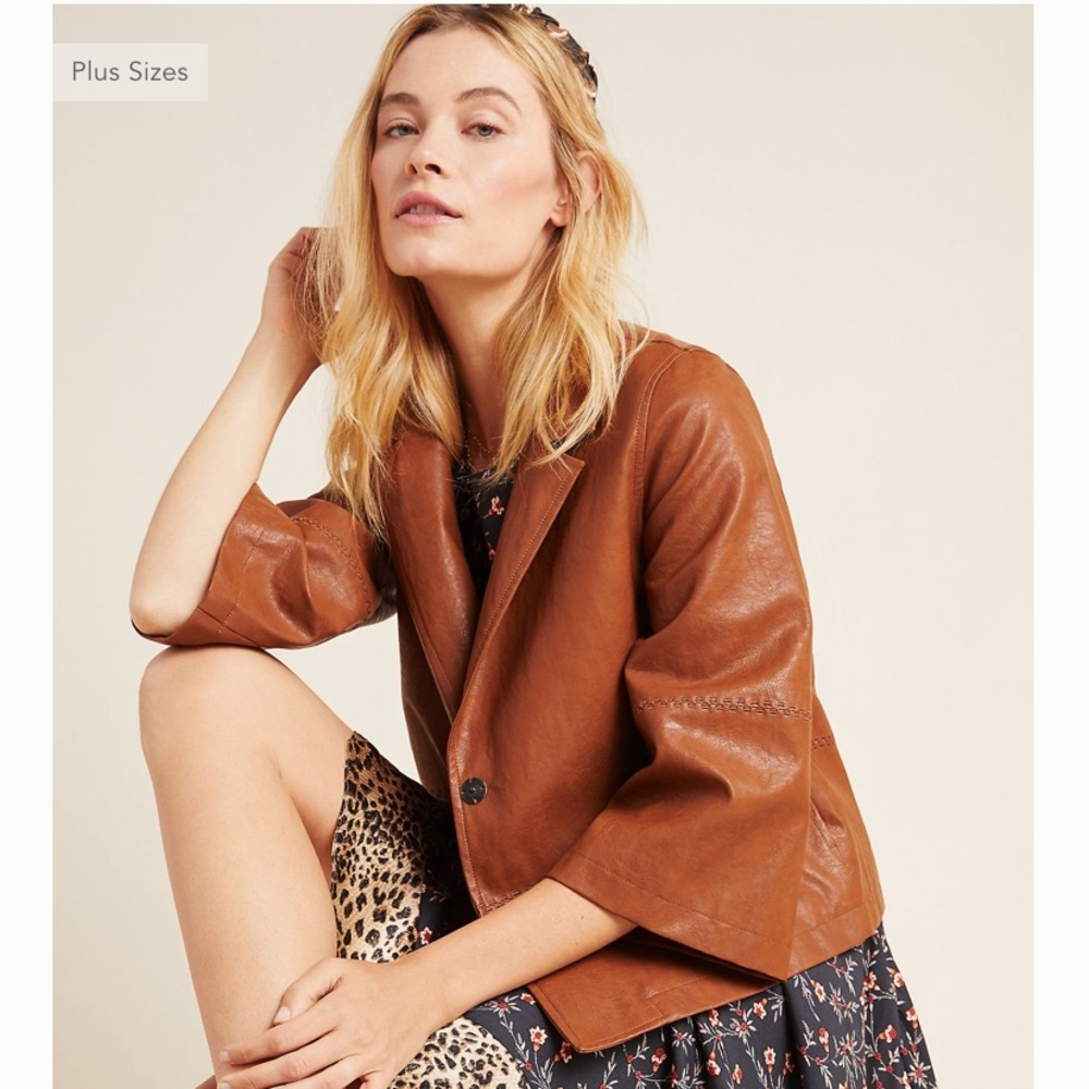 ANTHROPOLOGIE Embroidered Faux Leather Jacket - Picture 2 of 13